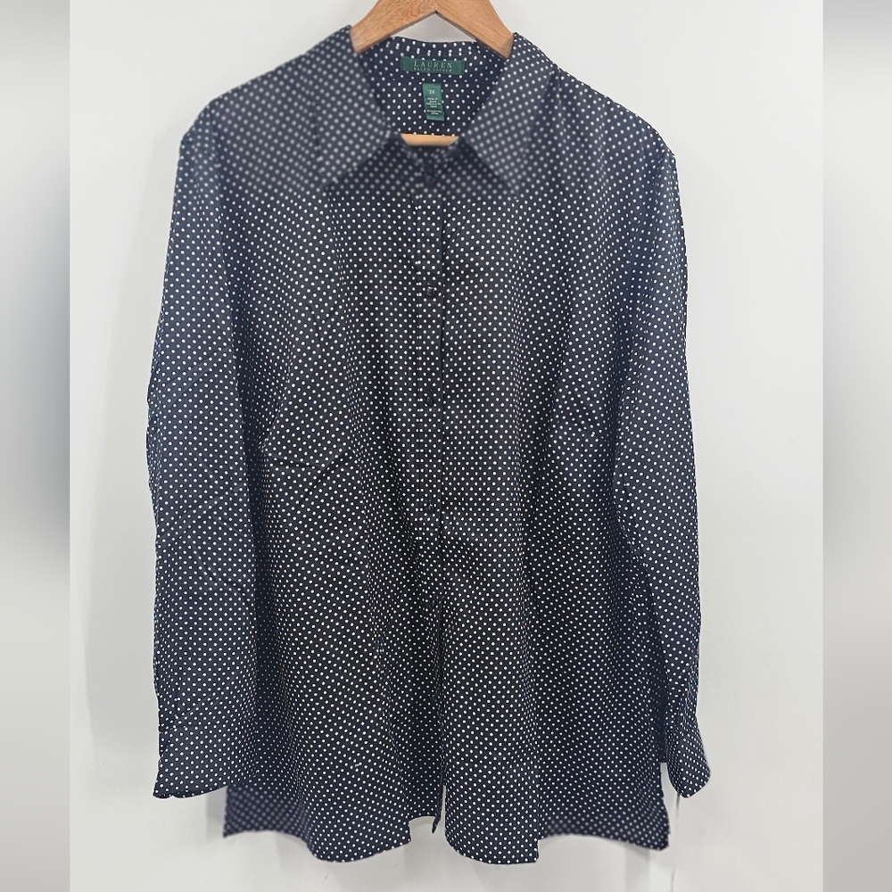 Black Polka Dot Button-Up Shirt NWT Size 3X